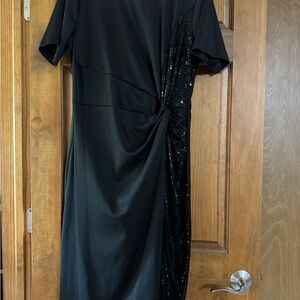 Source Unknown Black Sequin Midi Dress PTP 22 inches
